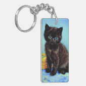 Van Gogh Black Kitten mit Yarn Schlüsselanhänger (Vorderseite links)