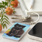 Van Gogh Black Kitten mit Yarn Schlüsselanhänger (Vorderseite rechts)