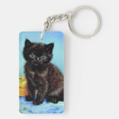Van Gogh Black Kitten mit Yarn Schlüsselanhänger (Rückseite)