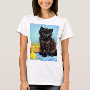 Van Gogh Black Kitten mit Yarn T-Shirt
