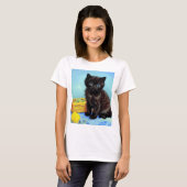 Van Gogh Black Kitten mit Yarn T-Shirt (Vorne ganz)