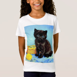 Van Gogh Black Kitten mit Yarn T-Shirt