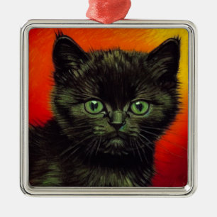 Van Gogh Black Kitten Ornament Aus Metall