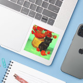 Van Gogh Black Kitten Red Blume Aufkleber (Laptop mit iPhone)