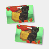 Van Gogh Black Kitten Red Blume Ausweis (Vorder- & Rückseite)