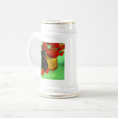 Van Gogh Black Kitten Red Blume Bierglas (Vorderseite Links)