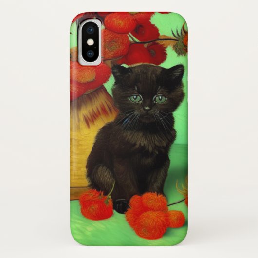 Van Gogh Black Kitten Red Blume Case-Mate iPhone Hülle (Rückseite)