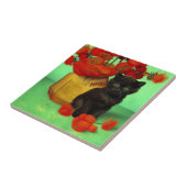 Van Gogh Black Kitten Red Blume Fliese (Seite)