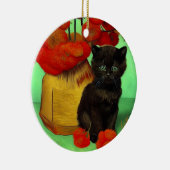 Van Gogh Black Kitten Red Blume Keramik Ornament (Rechts)
