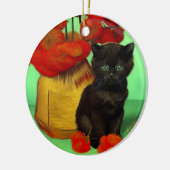 Van Gogh Black Kitten Red Blume Keramik Ornament (Links)