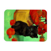 Van Gogh Black Kitten Red Blume Magnet (Horizontal)