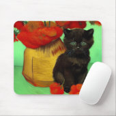 Van Gogh Black Kitten Red Blume Mousepad (Mit Mouse)