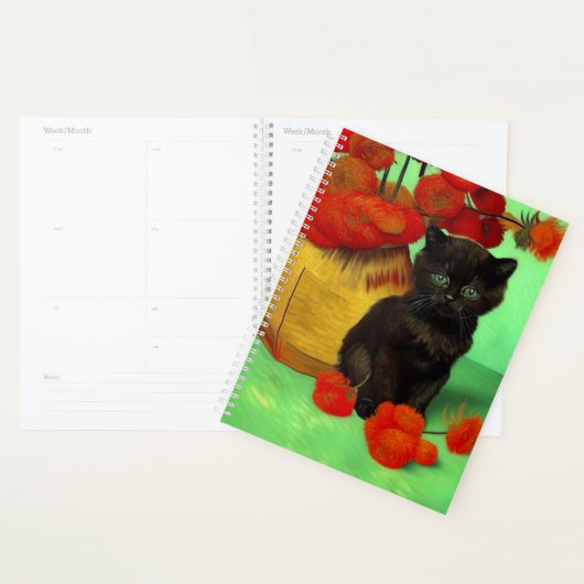 Van Gogh Black Kitten Red Blume Planer (Anzeige)