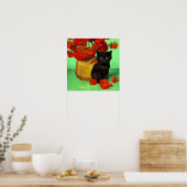 Van Gogh Black Kitten Red Blume Poster (Küche)