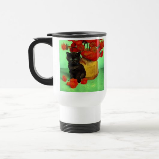 Van Gogh Black Kitten Red Blume Reisebecher (Links)