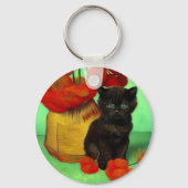Van Gogh Black Kitten Red Blume Schlüsselanhänger (Rückseite)