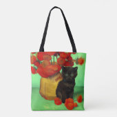 Van Gogh Black Kitten Red Blume Tasche (Rückseite)
