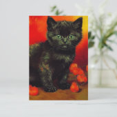 Van Gogh Black Kitten RSVP Karte (Stehend Vorderseite)