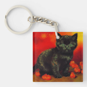 Van Gogh Black Kitten Schlüsselanhänger