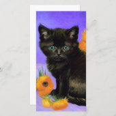 Van Gogh Black Kitten with Sunflowers Card (Vorne/Hinten)
