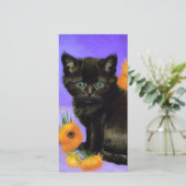 Van Gogh Black Kitten with Sunflowers Card (Stehend Vorderseite)