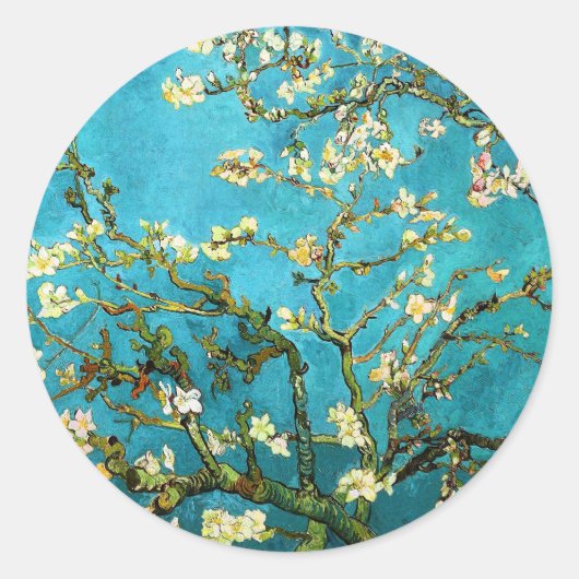 Van Gogh Blossomation Almond Tree Kunstvoll wander Runder Aufkleber (Vorderseite)