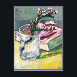 Van Gogh - Blühende Almond Zweigstelle mit Buch Postkarte<br><div class="desc">Vincent van Gogh berühmtes Gemälde,  Blütenzweig aus Mandeln in einem Glas mit einem Buch</div>