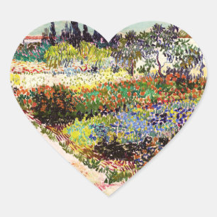 Van Gogh blühender Garten in Arles Florale Kunst Herz-Aufkleber