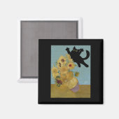 Van Gogh Blume Cat Sunflowers Magnet (Vorderseite/Rückseite)