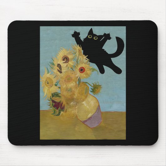 Van Gogh Blume Cat Sunflowers Mousepad (Vorne)
