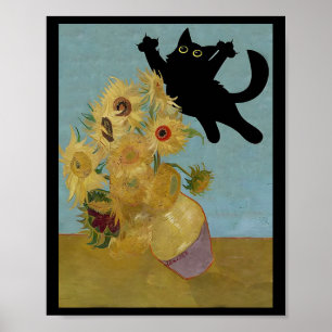 Van Gogh Blume Cat Sunflowers Poster