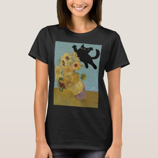 Van Gogh Blume Cat Sunflowers T-Shirt (Vorderseite)