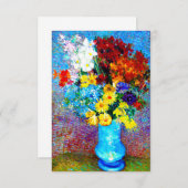 Van Gogh-Blume in einer Blauen Vase Begleitkarte (Vorne/Hinten)