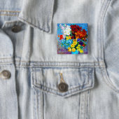 Van Gogh-Blume in einer Blauen Vase Button (Beispiel)
