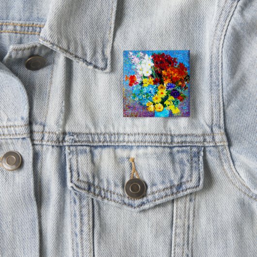 Van Gogh-Blume in einer Blauen Vase Button (Beispiel)