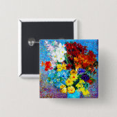 Van Gogh-Blume in einer Blauen Vase Button (Vorne & Hinten)