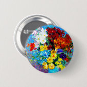 Van Gogh-Blume in einer Blauen Vase Button (Vorne & Hinten)