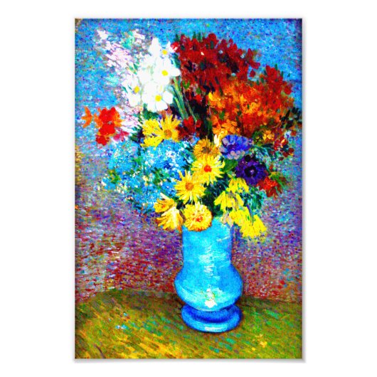 Van Gogh-Blume in einer Blauen Vase Fotodruck (Vorne)