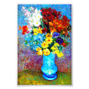 Van Gogh-Blume in einer Blauen Vase Fotodruck