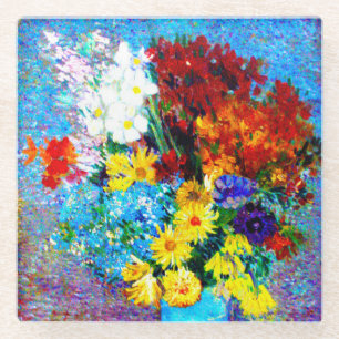 Van Gogh-Blume in einer Blauen Vase Glasuntersetzer