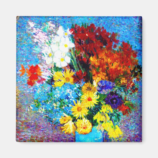 Van Gogh-Blume in einer Blauen Vase Magnet (Vorne)