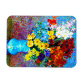 Van Gogh-Blume in einer Blauen Vase Magnet (Horizontal)