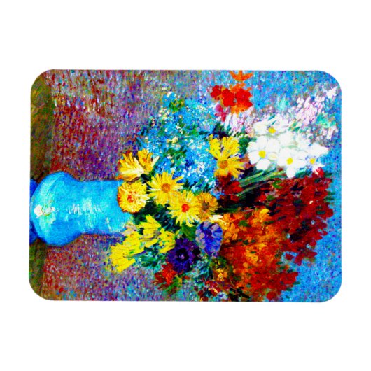 Van Gogh-Blume in einer Blauen Vase Magnet (Horizontal)