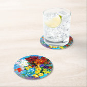 Van Gogh-Blume in einer Blauen Vase Runder Pappuntersetzer (Vor Ort)