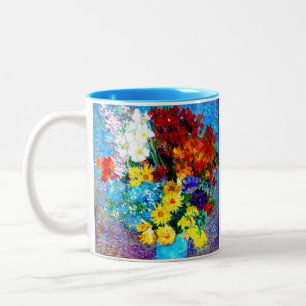 Van Gogh-Blume in einer Blauen Vase Zweifarbige Tasse