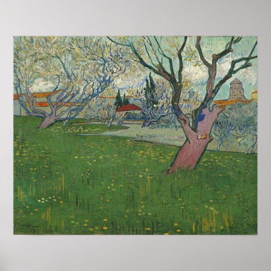 Van Gogh - Blumenorchester mit Blick auf Arles Poster (Vorne)