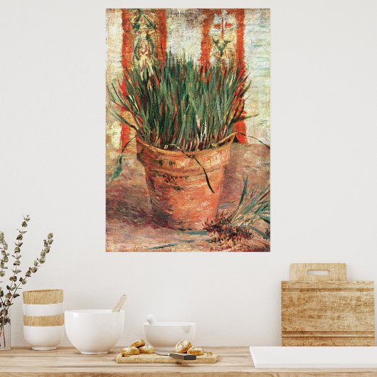 Van Gogh: Blumentopf mit Chives Poster (Küche)