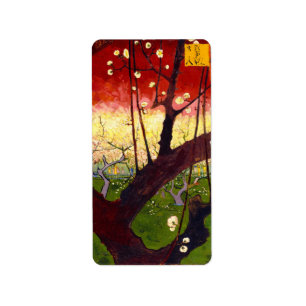 Van Gogh Blütenpflanze Tree nach Hiroshige Adressaufkleber