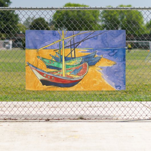 Van Gogh Boats Impressionismus Beach Banner (Insitu)