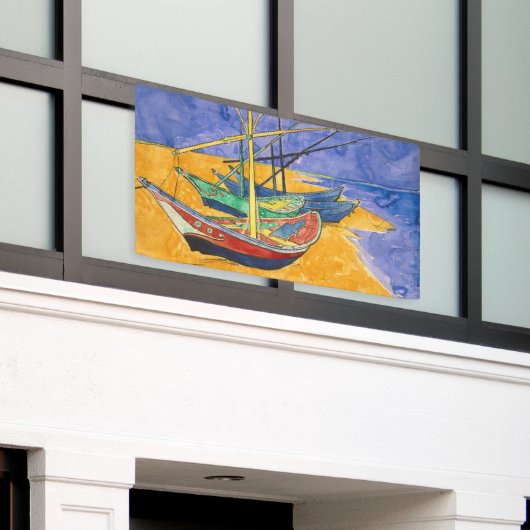 Van Gogh Boats Impressionismus Beach Banner (Äußeres Gebäude)